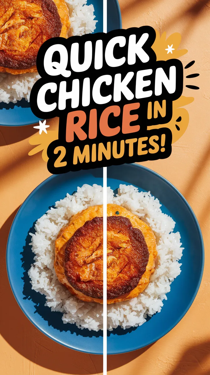 Microwave chicken patty served on rice, ready in two minutes