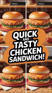 Delicious lazy microwave frozen chicken patty sandwich with lettuce and cheese