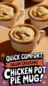 Delicious lazy microwave chicken pot pie mug ready to eat
