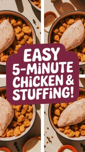 Microwave canned chicken with stuffing in a bowl for a quick meal