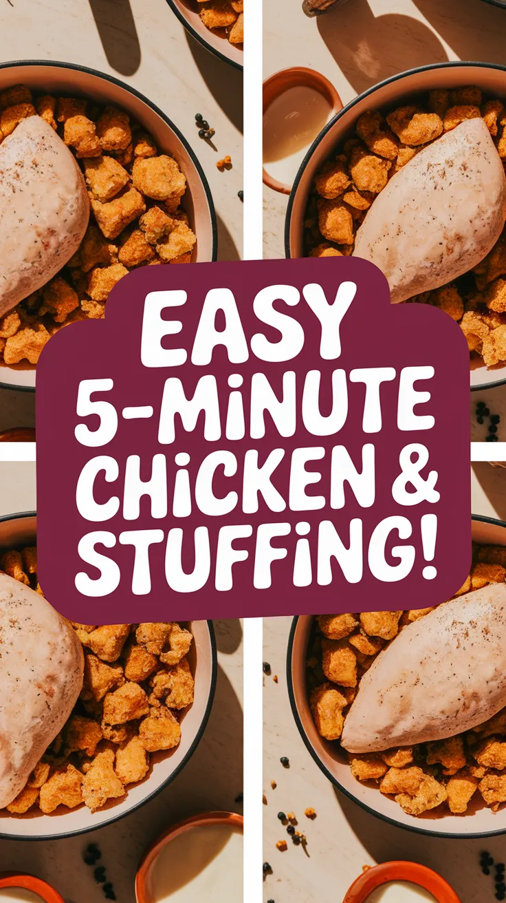 Microwave canned chicken with stuffing in a bowl for a quick meal