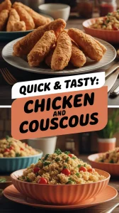 Delicious lazy microwave frozen chicken tenders served with instant couscous.