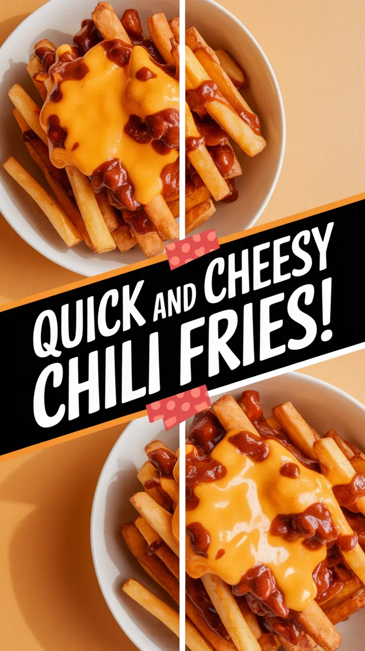 Delicious lazy microwave chili cheese fries topped with melty cheese and chili.