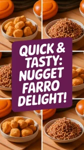 Delicious lazy microwave frozen chicken nuggets and instant farro served in bowls.