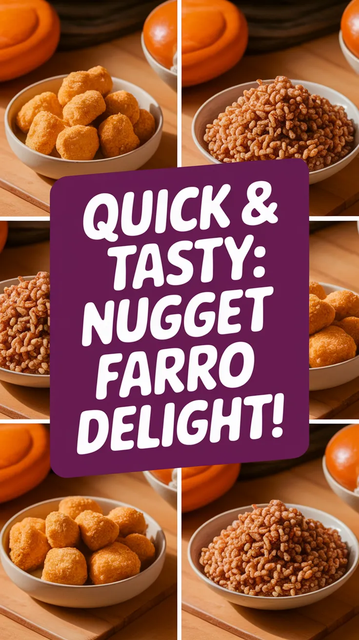 Delicious lazy microwave frozen chicken nuggets and instant farro served in bowls.