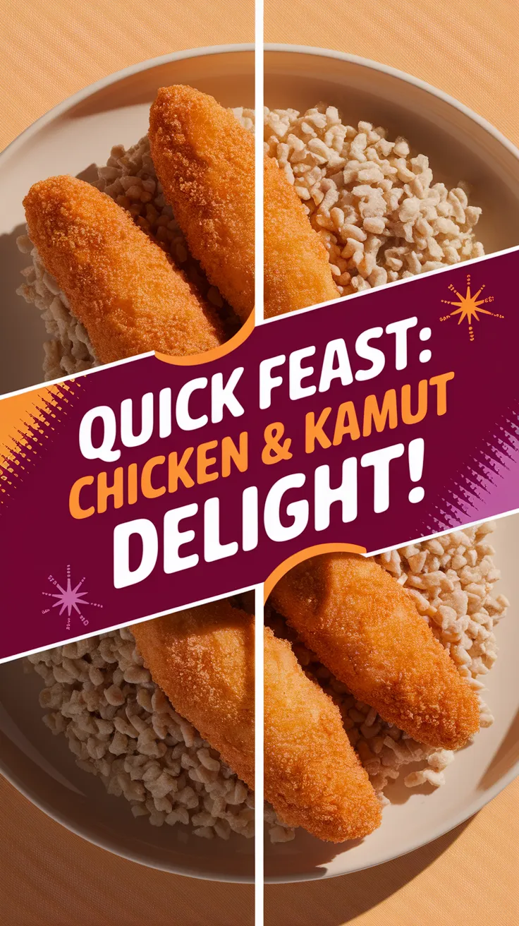 Delicious lazy microwave frozen chicken tenders served over instant kamut grains.