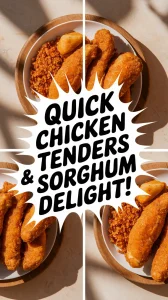 Delicious lazy microwave frozen chicken tenders served with instant sorghum.