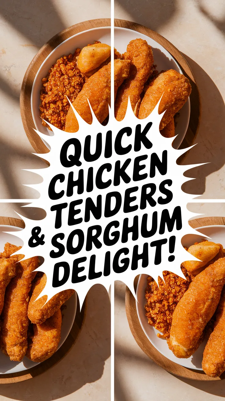Delicious lazy microwave frozen chicken tenders served with instant sorghum.