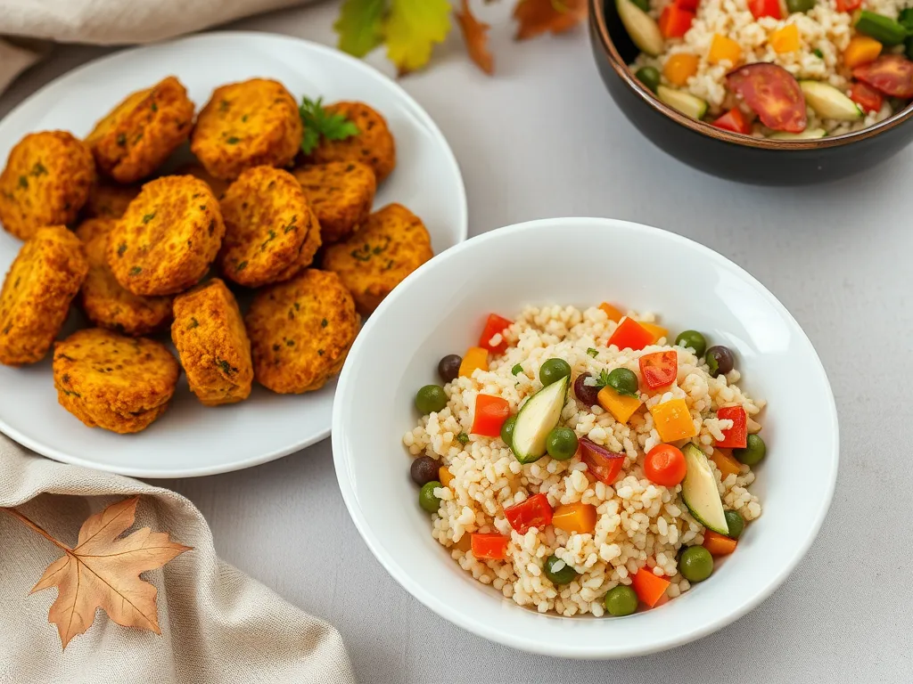Delicious lazy microwave frozen chicken tenders served with instant couscous and vegetables.