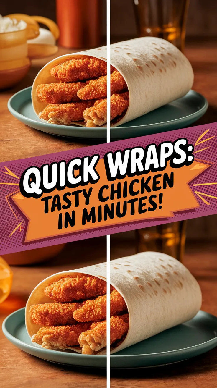 Delicious lazy microwave frozen chicken tenders wrap on a plate