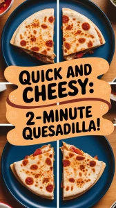Delicious mini pizza quesadilla made in the microwave ready to enjoy.