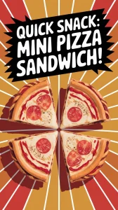 Frozen mini pizza sandwich ready for the microwave, featuring slices of pepperoni.