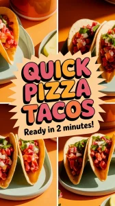 Delicious lazy microwave frozen mini pizza tacos served on a plate