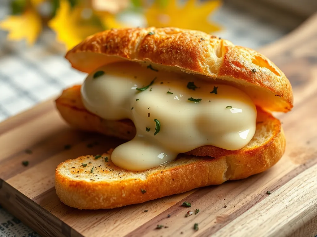 Delicious lazy microwave frozen mozzarella stick sandwich with melted cheese
