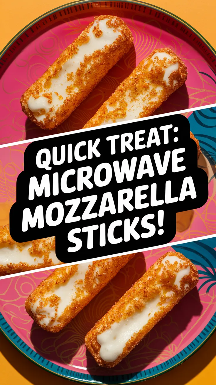 Delicious lazy microwave frozen mozzarella sticks served on a colorful plate