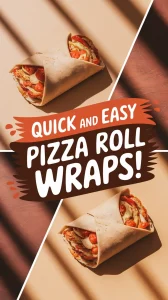 Delicious lazy microwave frozen pizza roll wrap filled with toppings