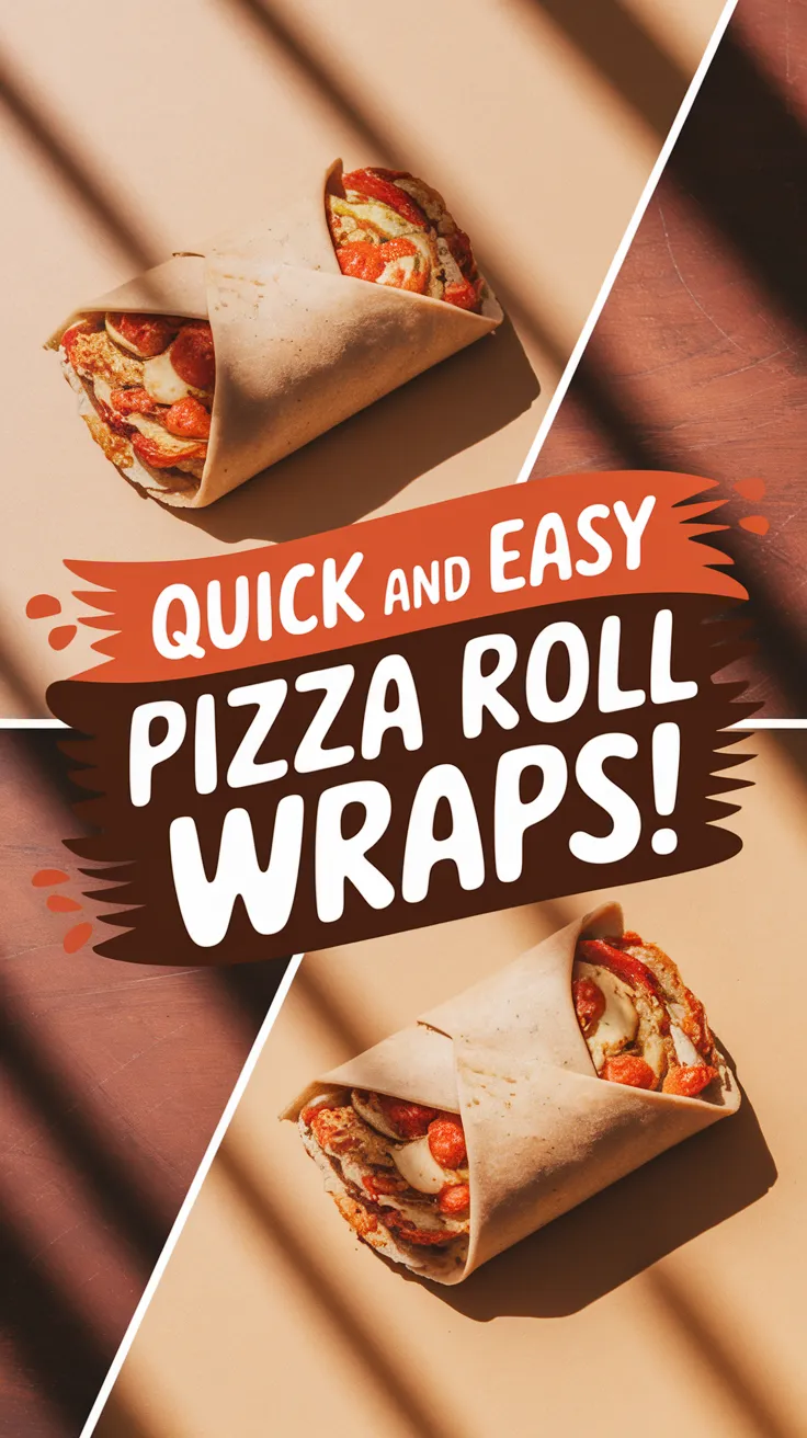 Delicious lazy microwave frozen pizza roll wrap filled with toppings