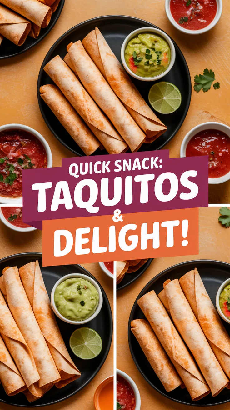 Delicious lazy microwave frozen taquitos dip served with guacamole and salsa.