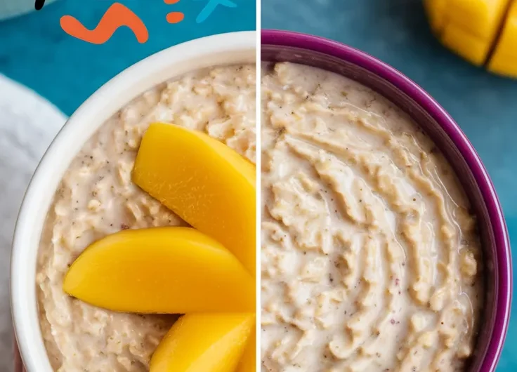 Lazy Microwave Instant Oatmeal with Canned Mango