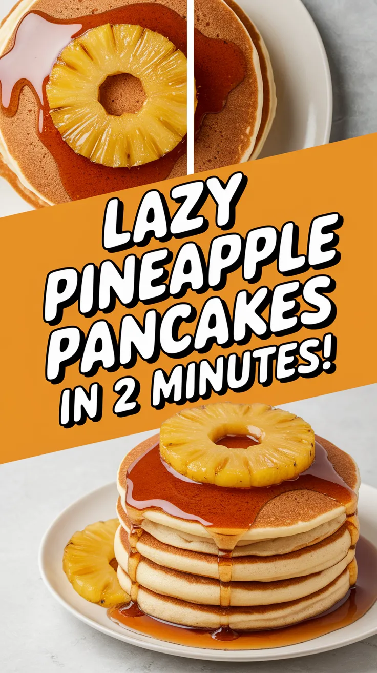 Delicious lazy microwave instant pancakes topped with canned pineapple