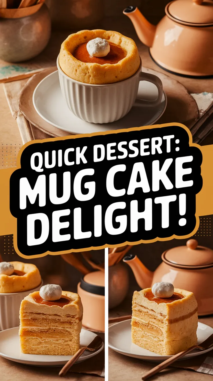 Delicious lazy microwave instant pancake mix mug cake topped with syrup and whipped cream.