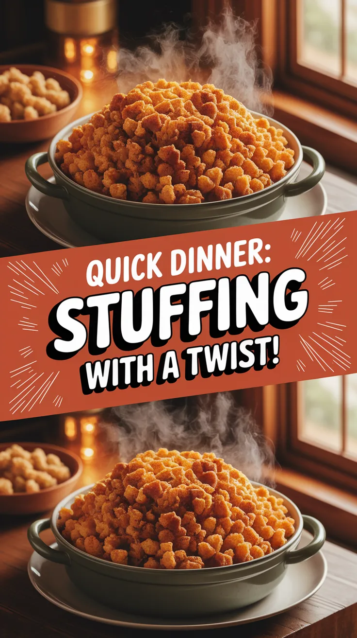 A bowl of fluffy microwave instant stuffing mix, perfect for a quick dinner.