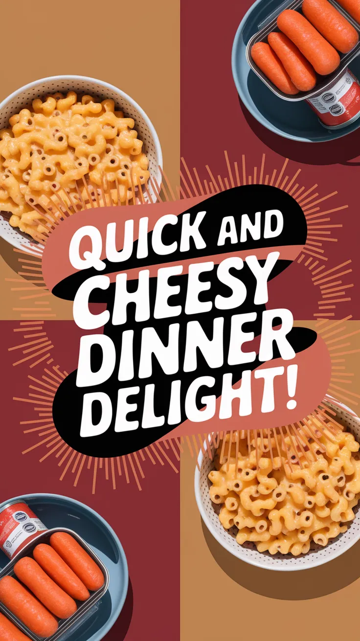 Bowls of lazy microwave boxed mac and cheese with canned carrots