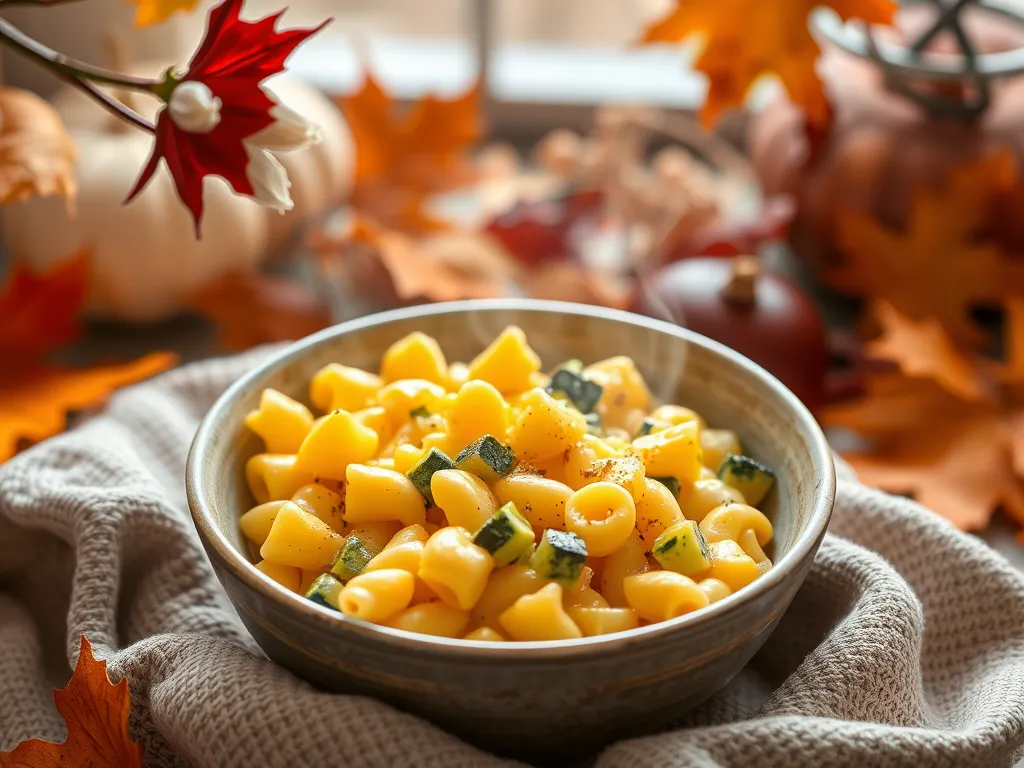 Delicious lazy microwave boxed mac and cheese with canned diced squash