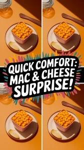 A bowl of lazy microwave boxed mac and cheese with diced turnips, perfect for quick meals.