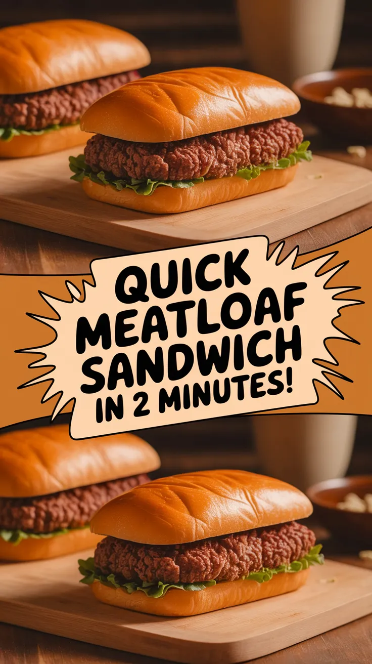 Delicious lazy microwave pre-cooked meatloaf sandwich ready in 2 minutes