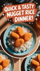 Delicious frozen chicken nuggets served over rice for a quick meal.