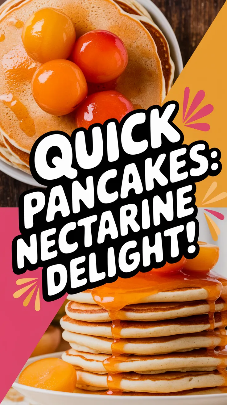 Delicious lazy microwave instant pancake mix topped with canned nectarines