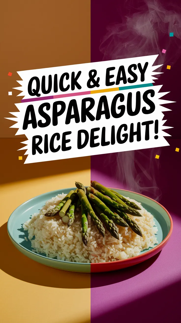 Cooked rice topped with canned diced asparagus, quick and easy meal