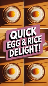 Easy microwave boxed rice mix with a perfectly cooked egg on top, ideal for a quick meal.