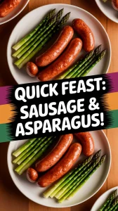 Lazy microwave pre-cooked sausage served with canned diced asparagus