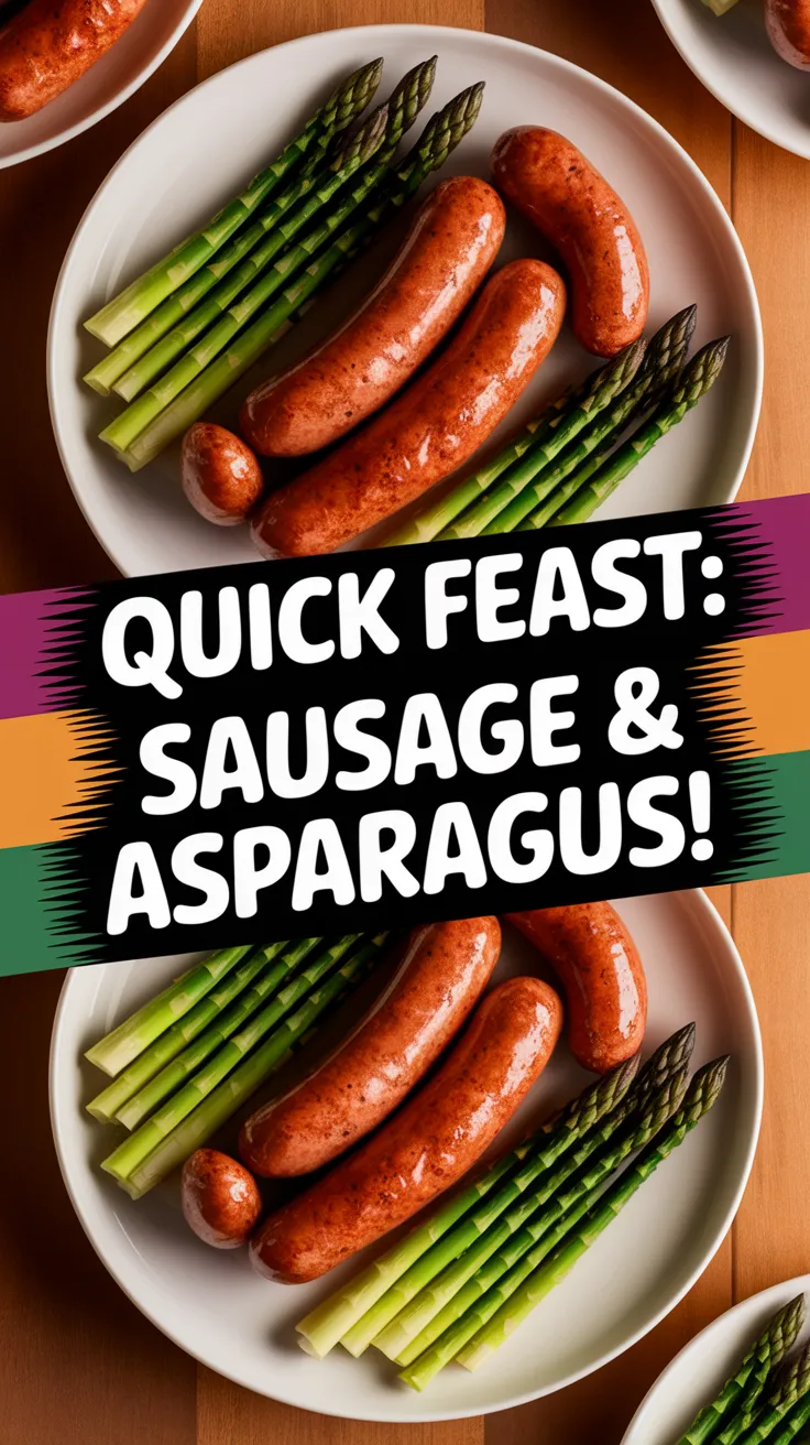 Lazy microwave pre-cooked sausage served with canned diced asparagus