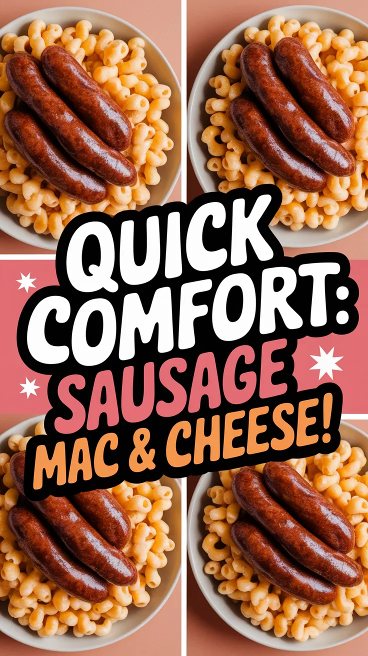 Delicious lazy microwave pre-cooked sausage served with creamy mac and cheese