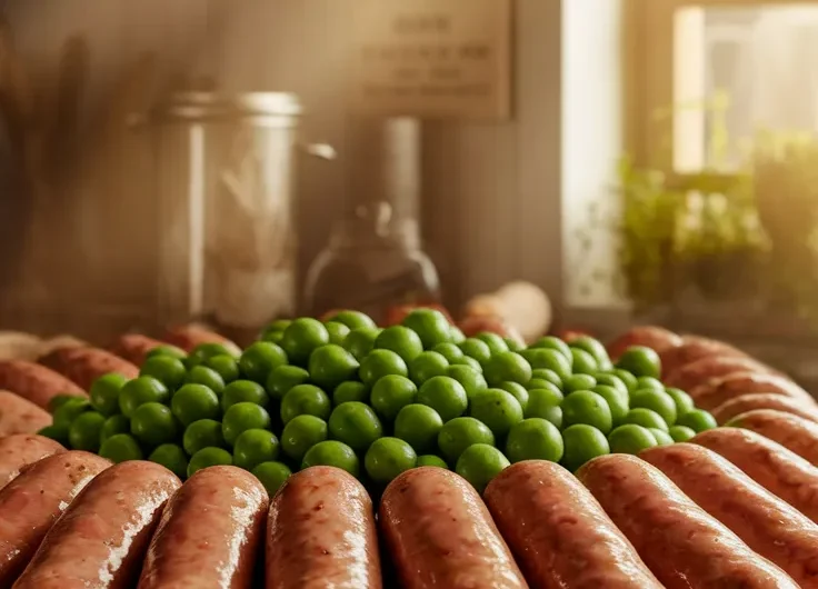 Microwave Pre-Cooked Sausage and Canned Peas Delight