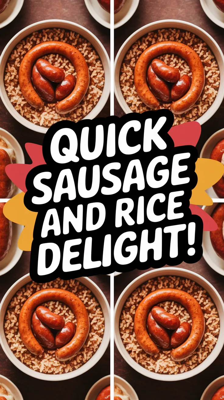 Delicious lazy microwave pre-cooked sausage served over rice, perfect for quick meals.