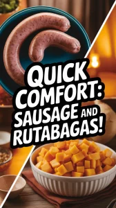 Pre-cooked sausage and diced rutabagas ready for a quick meal