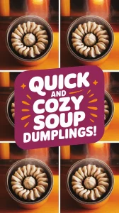 Delicious lazy microwave canned soup dumplings steaming in a bowl.