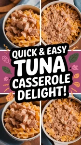 Delicious lazy microwave canned tuna casserole served over pasta