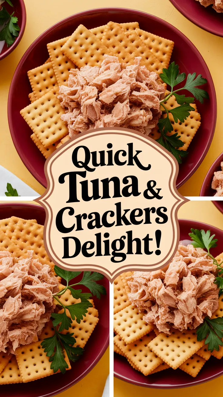 A plate of crackers topped with canned tuna for a quick and easy meal.