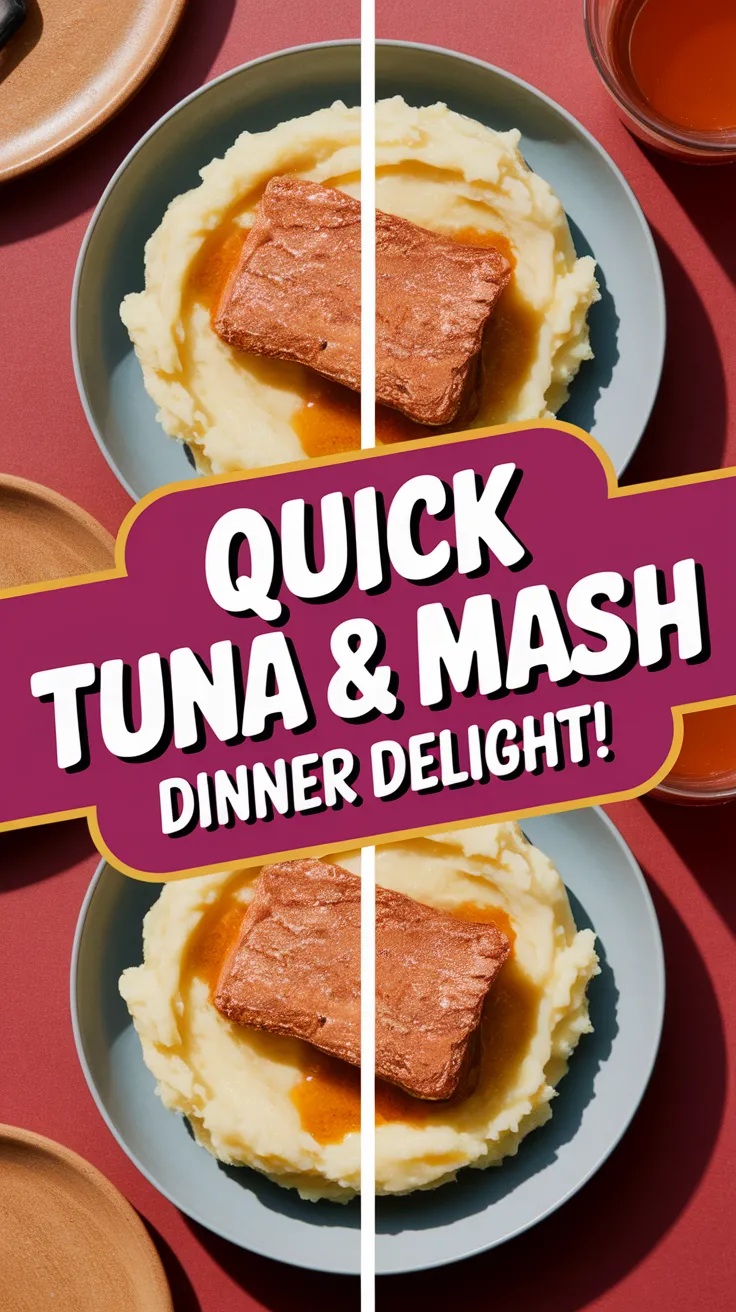 Microwave meal featuring canned tuna on instant mashed potatoes