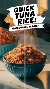 Delicious microwave tuna and instant rice meal ready to eat