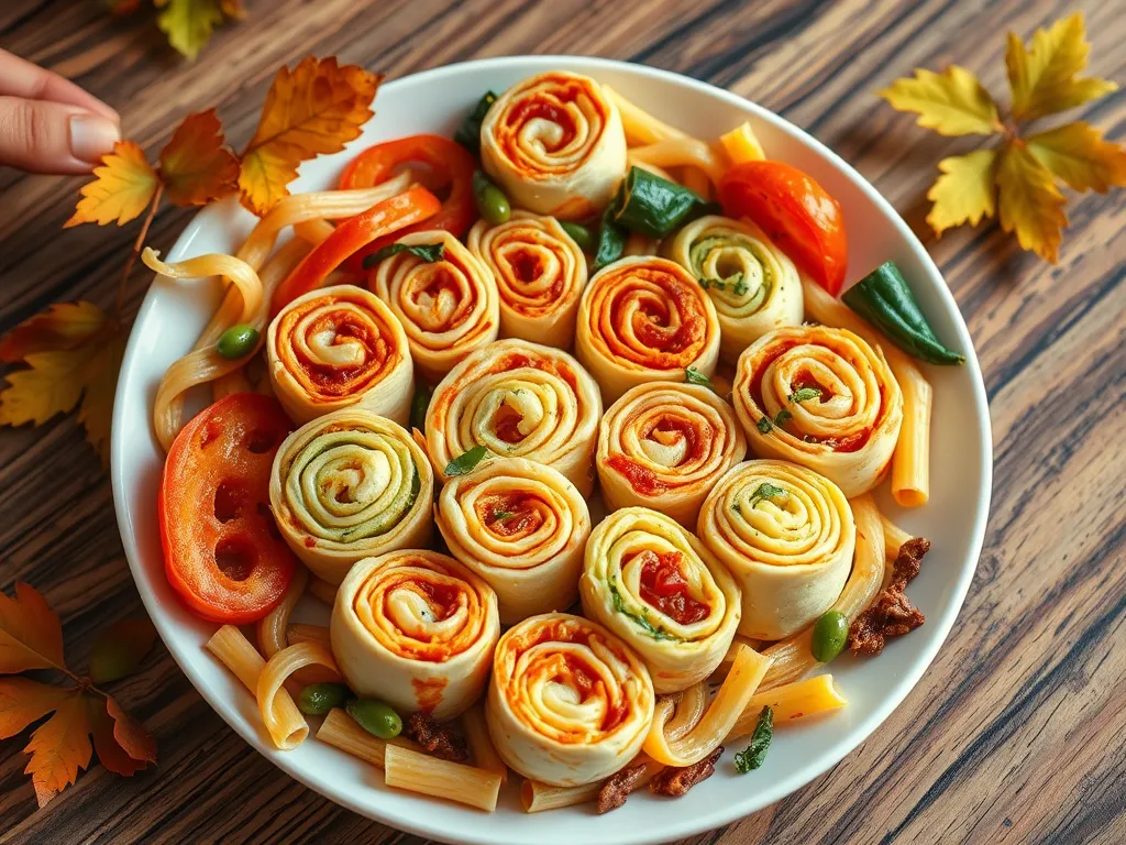 Delicious lazy microwave frozen pizza roll pasta stir-fry with colorful ingredients