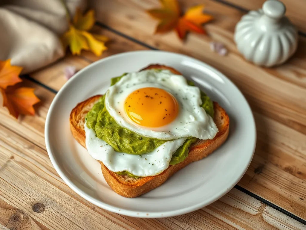 2-Minute Microwave Avocado Toast with Egg, featuring a toasted slice of bread topped with avocado and a fried egg.