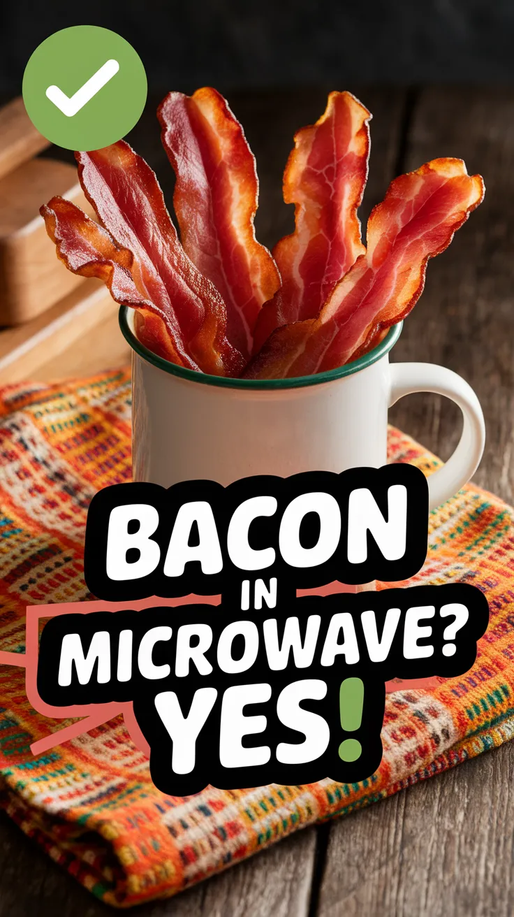 Cooked bacon in a coffee mug demonstrating how to microwave bacon without splatter