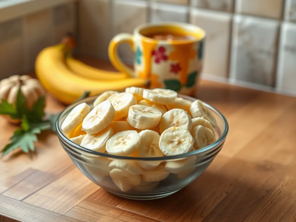 Fresh sliced bananas in a bowl ready for microwave banana foster mug recipe
