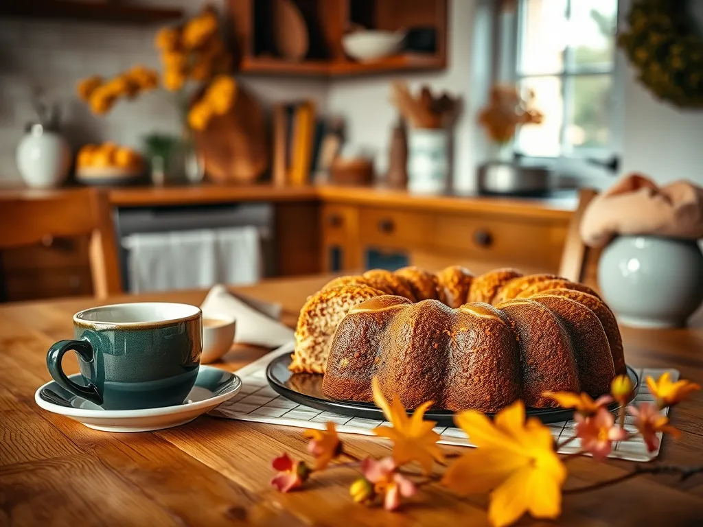 Delicious microwave caramel coffee cake served with coffee